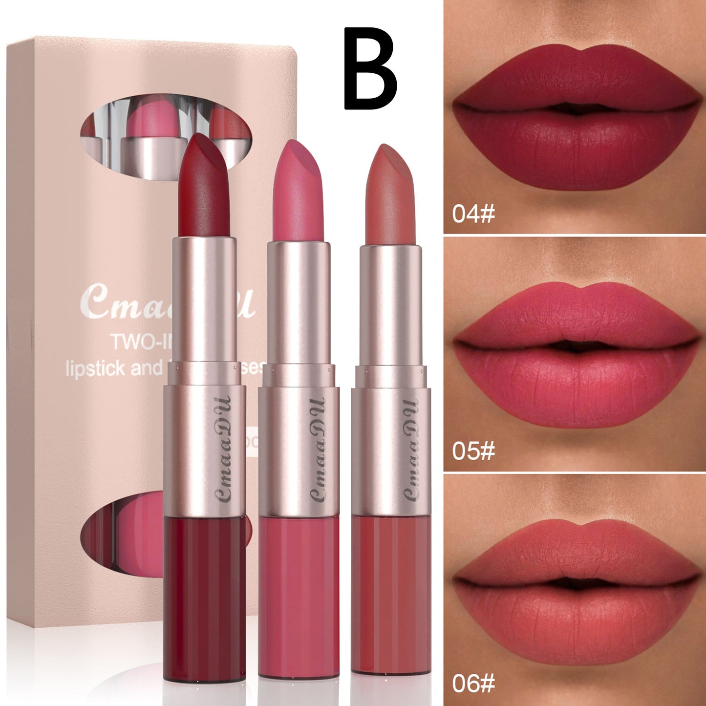 3Pcs/Set Two-in-one Lipstick and Lip Gloss Waterproof, Long-lasting, Multi-functional