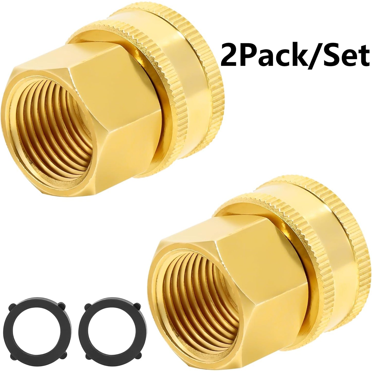 2 Pack Brass Garden Hose Adapter, Female to Female Hose Adapter Connector