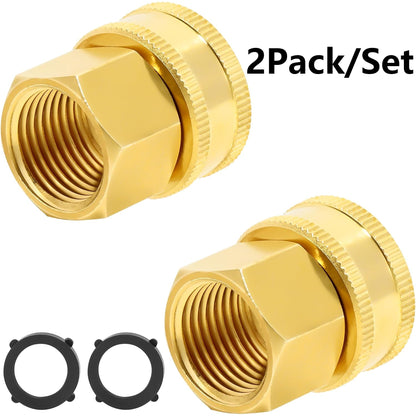 2 Pack Brass Garden Hose Adapter, Female to Female Hose Adapter Connector