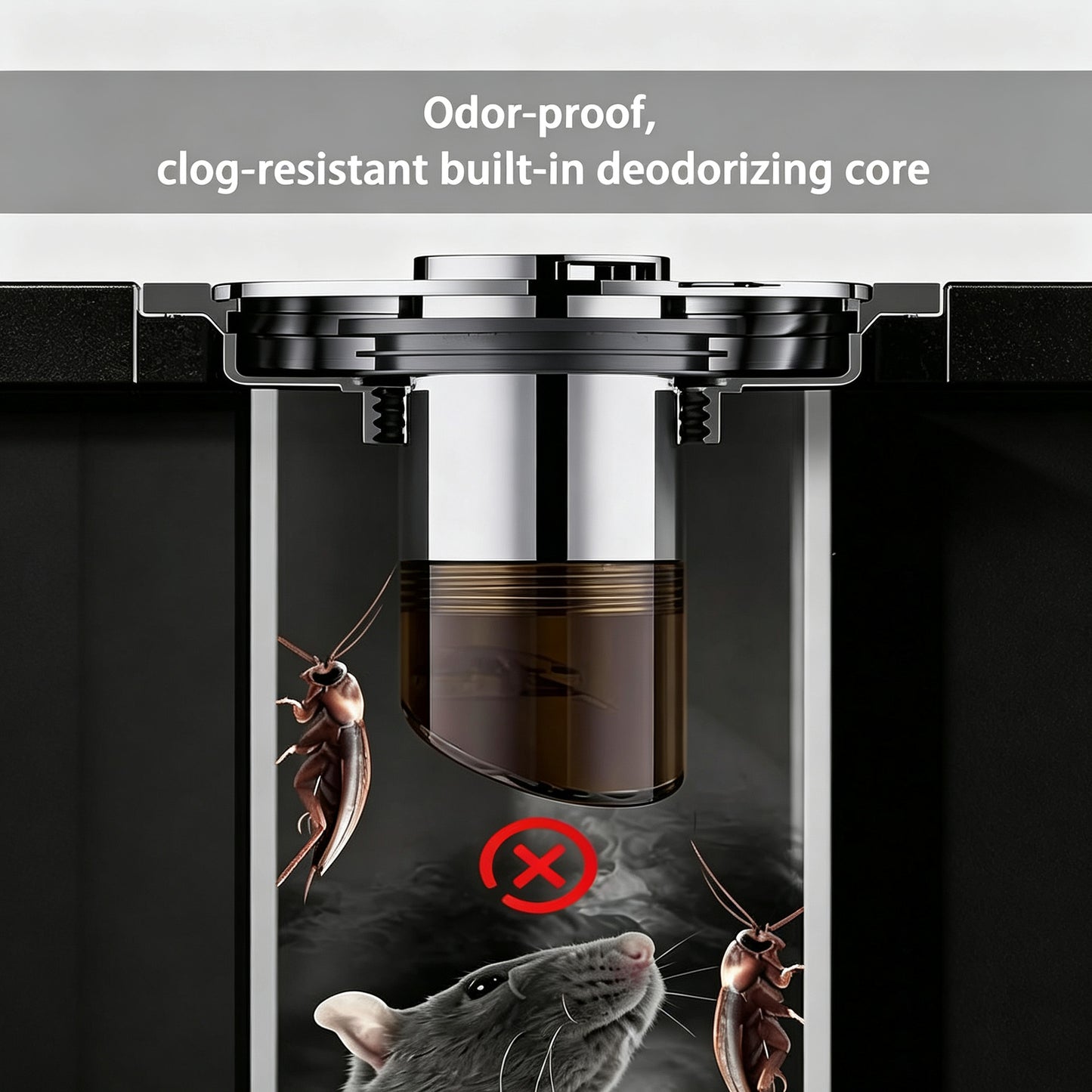 2Pcs Universal Fully Automatic Floating Floor Drain with Extended Anti-Odor Core