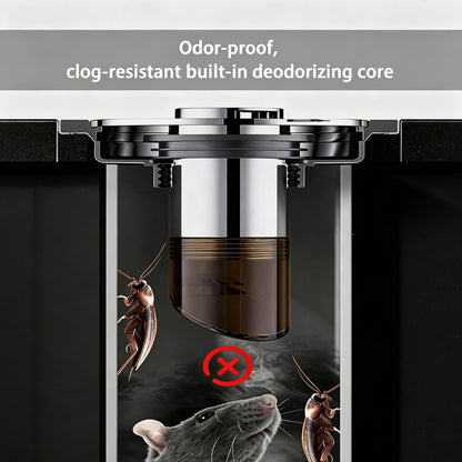 2Pcs Universal Fully Automatic Floating Floor Drain with Extended Anti-Odor Core