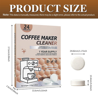 Coffee Maker Cleaner Tablets-24 Count, Coffee Machine Descaler Speed Cleaning for Coffee Pot