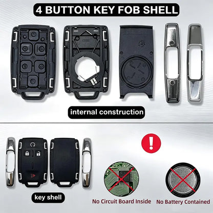4-Button Keyless Entry Remote Key Fob Shell Replacement -Fits Chevy Silverado/Colorado, GMC Sierra 1500/2500/3500 HD/Canyon (2014-2021)