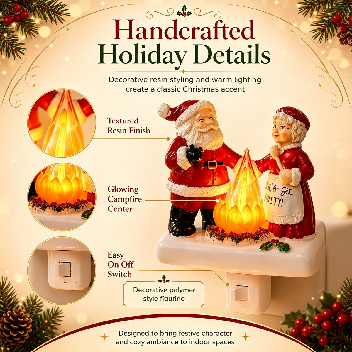 Santa Claus Resin Night Light A Cheerful Glow for Christmas