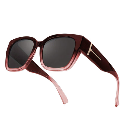 Polarized Fit Over Sunglasses for Women Oversized Square Over Glasses Sunglasses with UV Protection