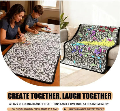 DIY Coloring Blanket with 24 Color Markers, Color Your Own Blankets