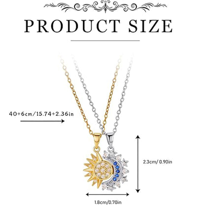 Sun and Moon Necklace for Best Friends Matching Set  Friendship Gift for Women