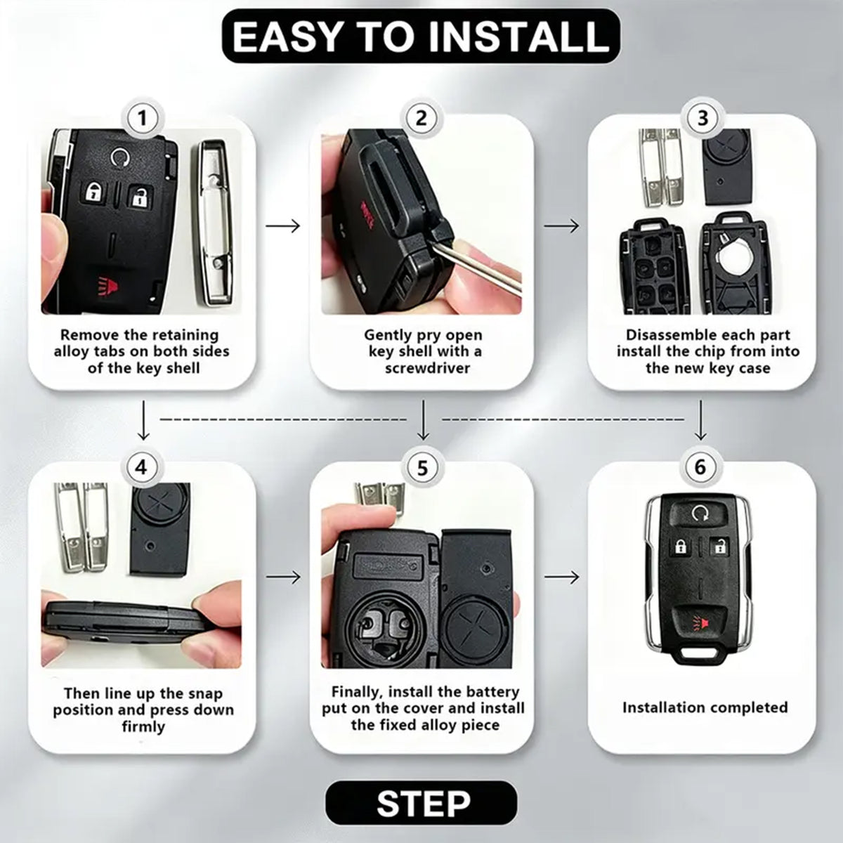 4-Button Keyless Entry Remote Key Fob Shell Replacement -Fits Chevy Silverado/Colorado, GMC Sierra 1500/2500/3500 HD/Canyon (2014-2021)