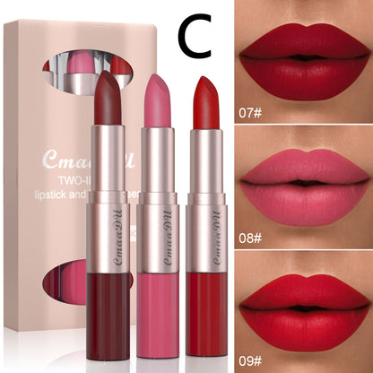 3Pcs/Set Two-in-one Lipstick and Lip Gloss Waterproof, Long-lasting, Multi-functional