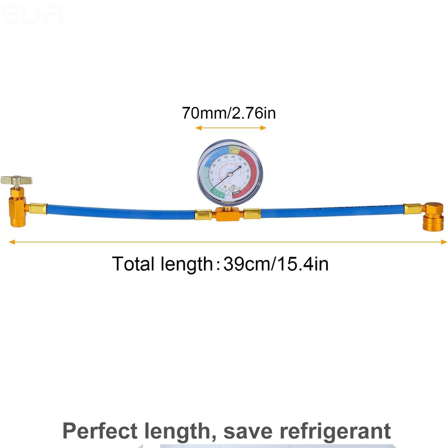 AC Charge Hose with Gauge, R134A Car AC Refrigerant Recharge Hose Kit