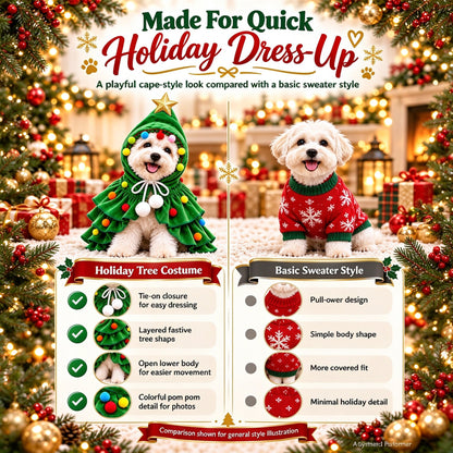 Christmas Tree Pet Costume Dog Outfit Xmas Cape Clothes for Cat Puppy Cloak