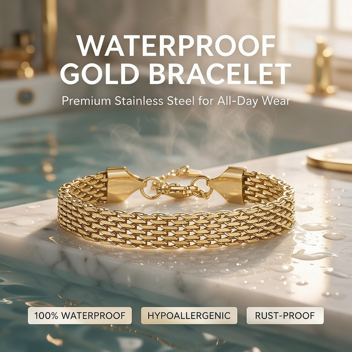 Plated Chunky Chain Adjustable Bracelet for Women | Stainless Steel Lightweight Trendy Chain Bracelet