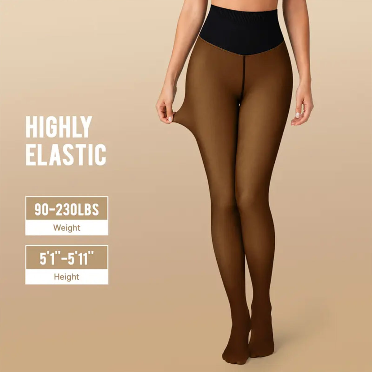 Women Fleece Lined Leggings Thermal High Waisted Footed Opaque Tights
