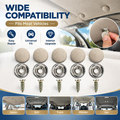 50Pcs Car Roof Headliner Repair Buttons, Fabric Covered Retainer Screws, Auto Ceiling Liner Fixing Snap Fastener Clips