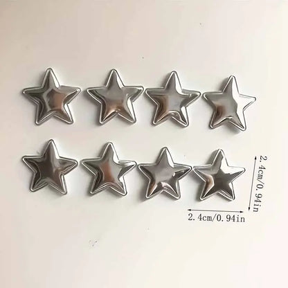10 Pcs Silver Star-Shaped Decorative Fridge Magnets