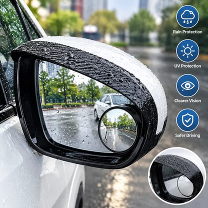 2Pcs Car Rearview Mirror Rain Visor with 360° Adjustable Blind Spot