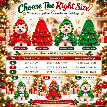 Christmas Tree Pet Costume Dog Outfit Xmas Cape Clothes for Cat Puppy Cloak