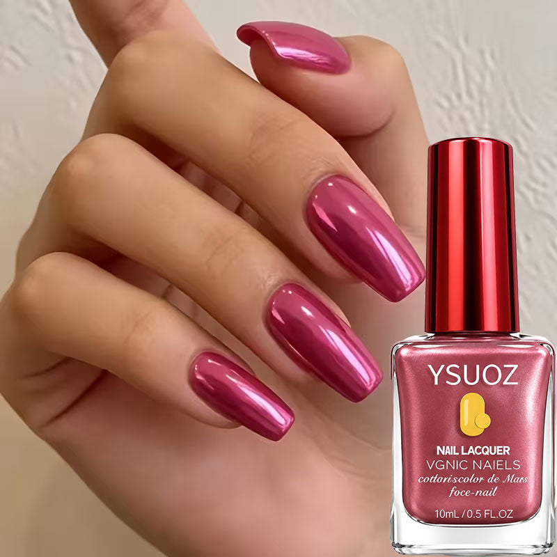 2Pcs Raspberry Rose Mirror-Finish Nail Strengthener – Natural & Quick-Drying