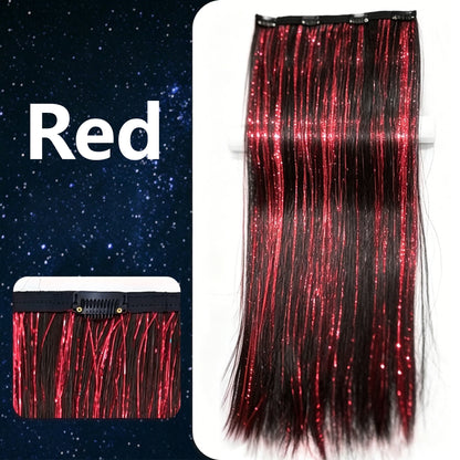 One-Piece Colored, Shimmering Lurex & Laser-Effect Highlight Hairpiece 3s Wear and Go for Party Daily Travel Birthday