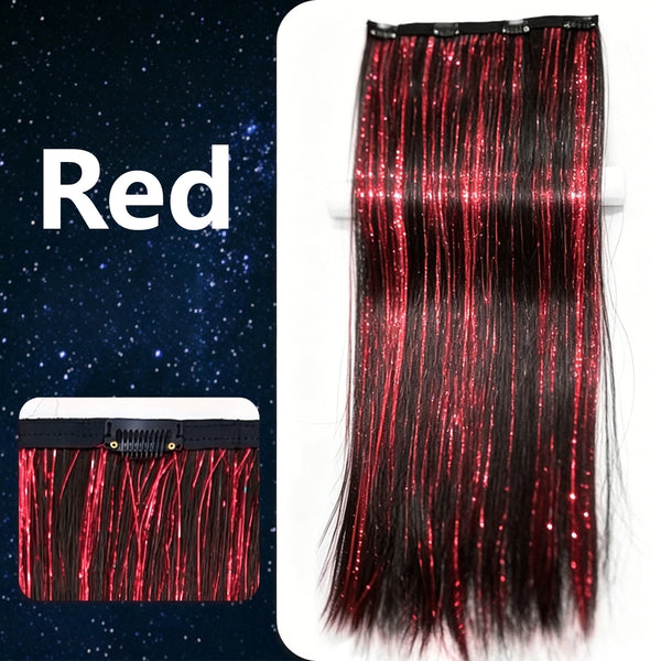 One-Piece Colored, Shimmering Lurex & Laser-Effect Highlight Hairpiece 3s Wear and Go for Party Daily Travel Birthday