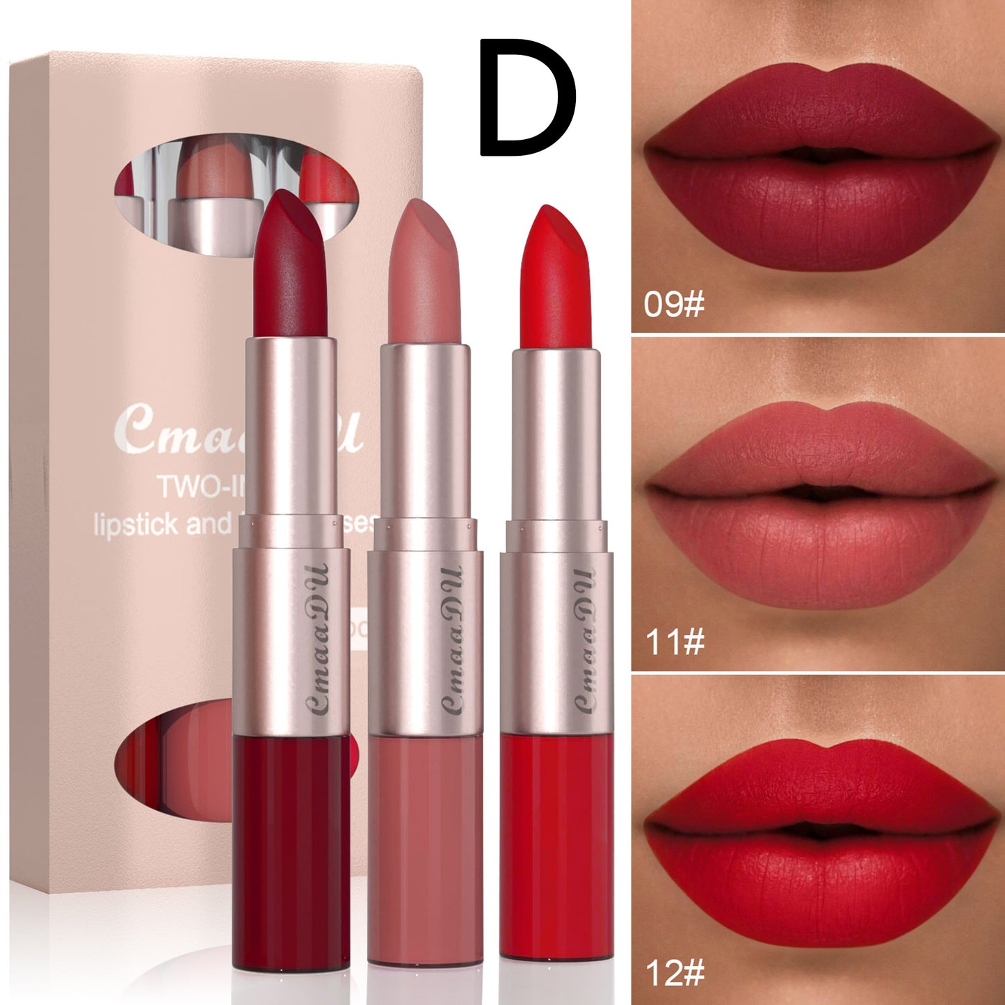3Pcs/Set Two-in-one Lipstick and Lip Gloss Waterproof, Long-lasting, Multi-functional