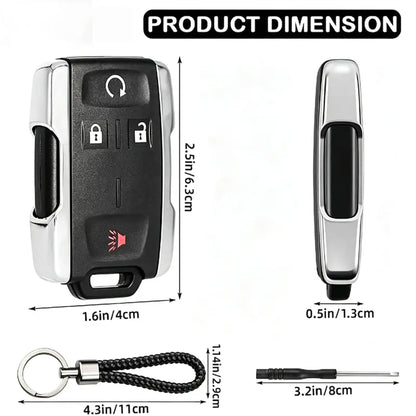 4-Button Keyless Entry Remote Key Fob Shell Replacement -Fits Chevy Silverado/Colorado, GMC Sierra 1500/2500/3500 HD/Canyon (2014-2021)
