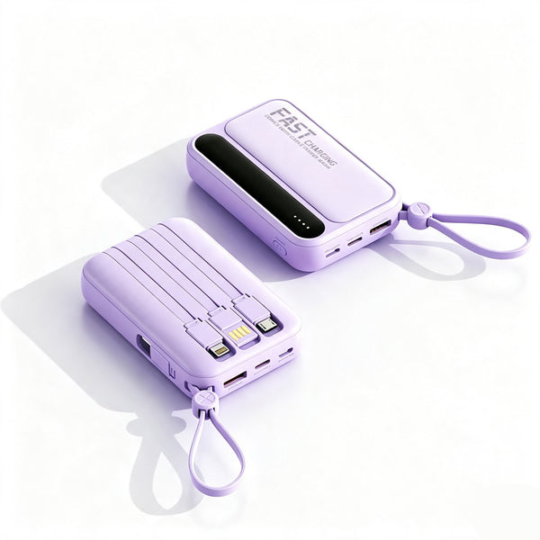 20000mAh Portable External Battery with 4 Integrated Cables for Fast Charging