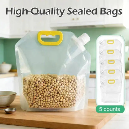 5 Pack Reusable Food Storage Bags, Leakproof & Moisture-Resistant Pouches