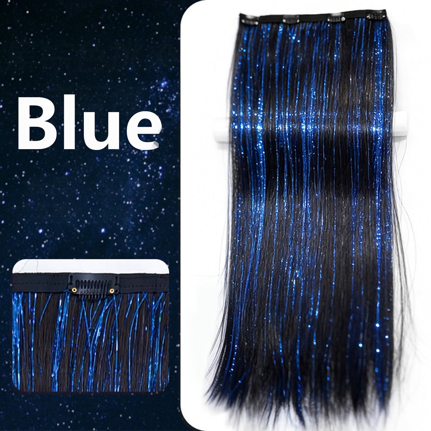One-Piece Colored, Shimmering Lurex & Laser-Effect Highlight Hairpiece 3s Wear and Go for Party Daily Travel Birthday