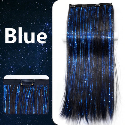 One-Piece Colored, Shimmering Lurex & Laser-Effect Highlight Hairpiece 3s Wear and Go for Party Daily Travel Birthday