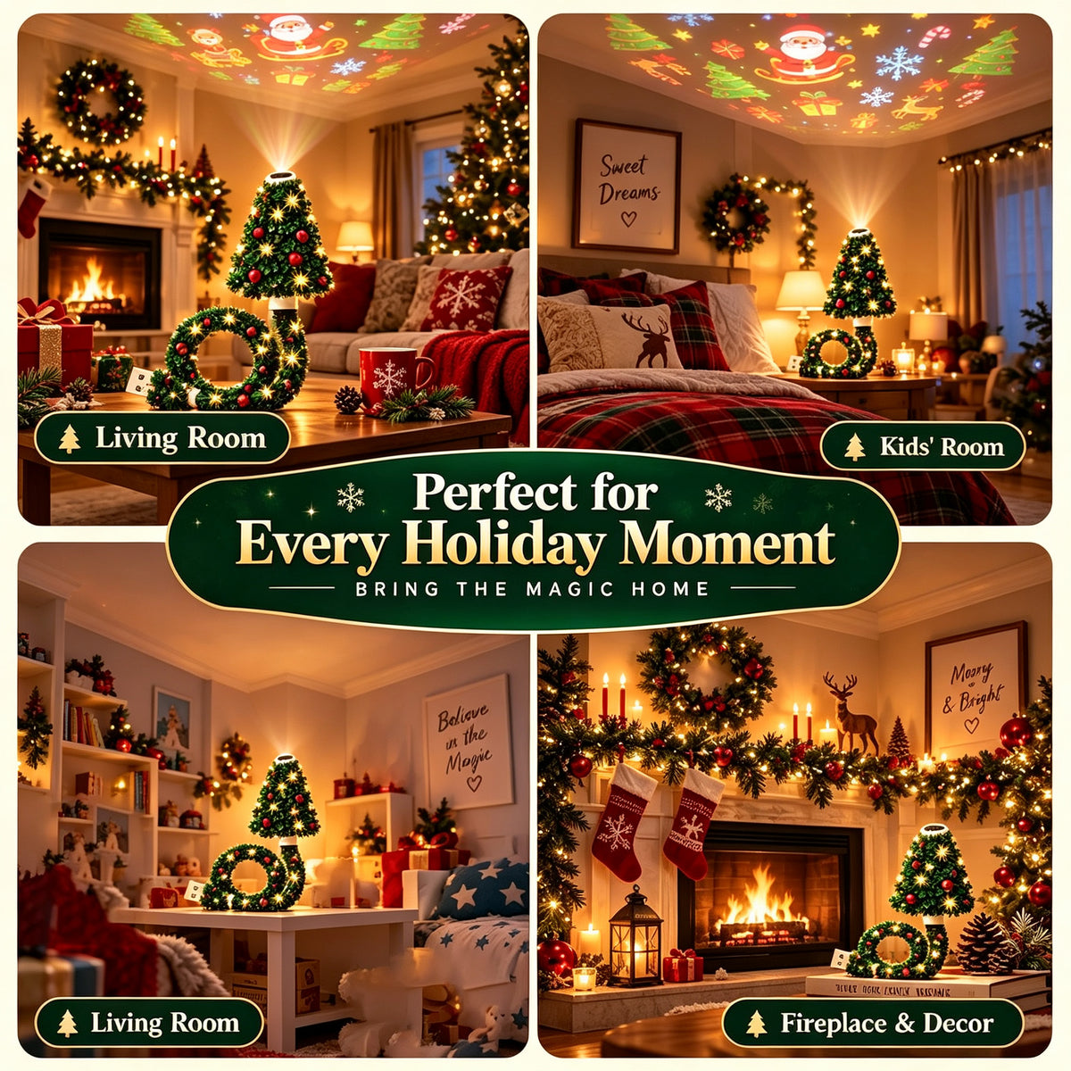 Plug and Play HD Christmas Projector, USB Powered Christmas Night Light with 6+ Holiday Patterns
