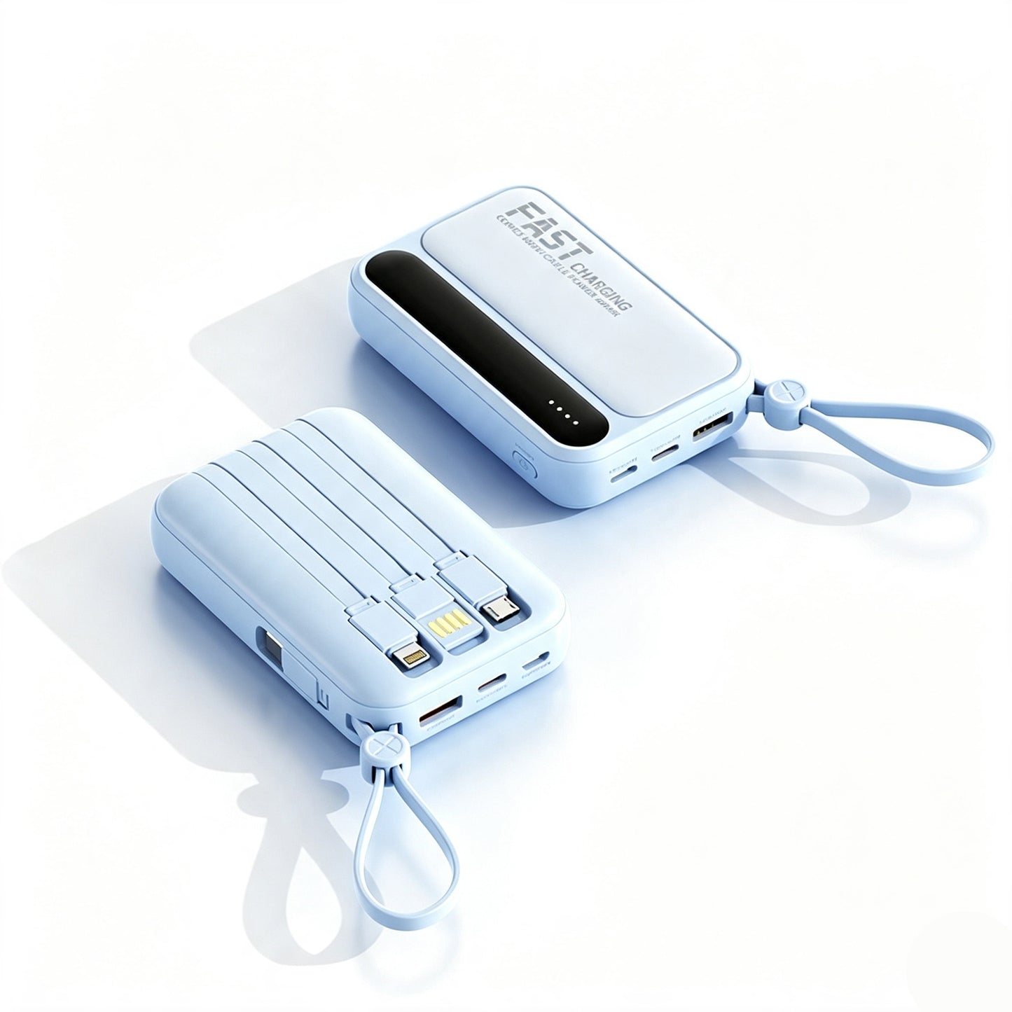 20000mAh Portable External Battery with 4 Integrated Cables for Fast Charging