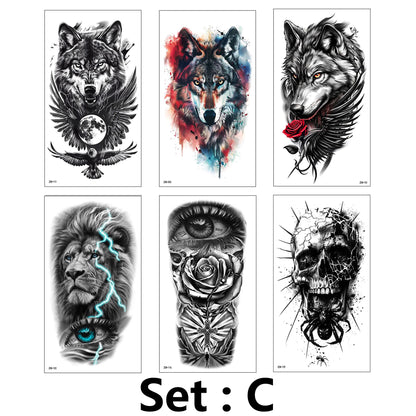 6 Sheets Temporary Tattoos for Women and Men Body Arm Back, Realistic Waterproof