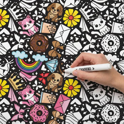 DIY Coloring Blanket with 24 Color Markers, Color Your Own Blankets