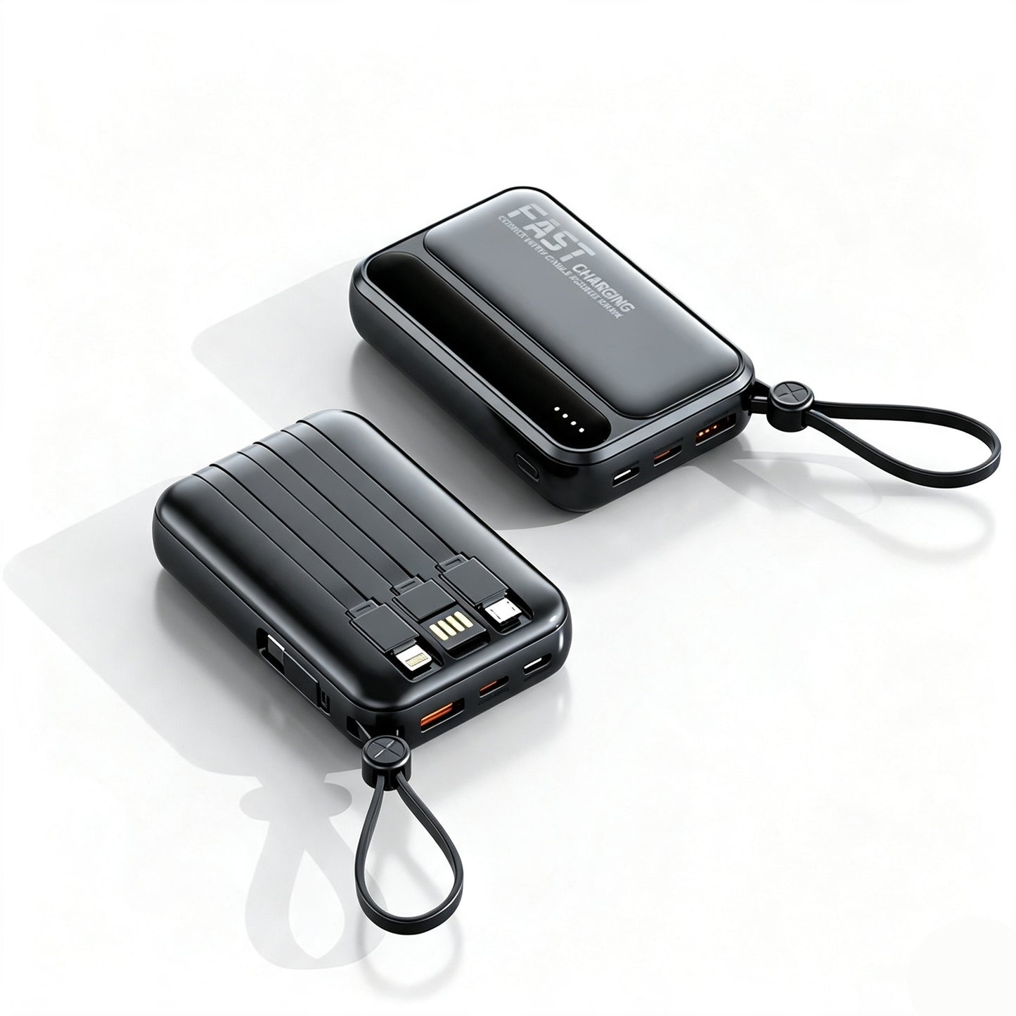 20000mAh Portable External Battery with 4 Integrated Cables for Fast Charging
