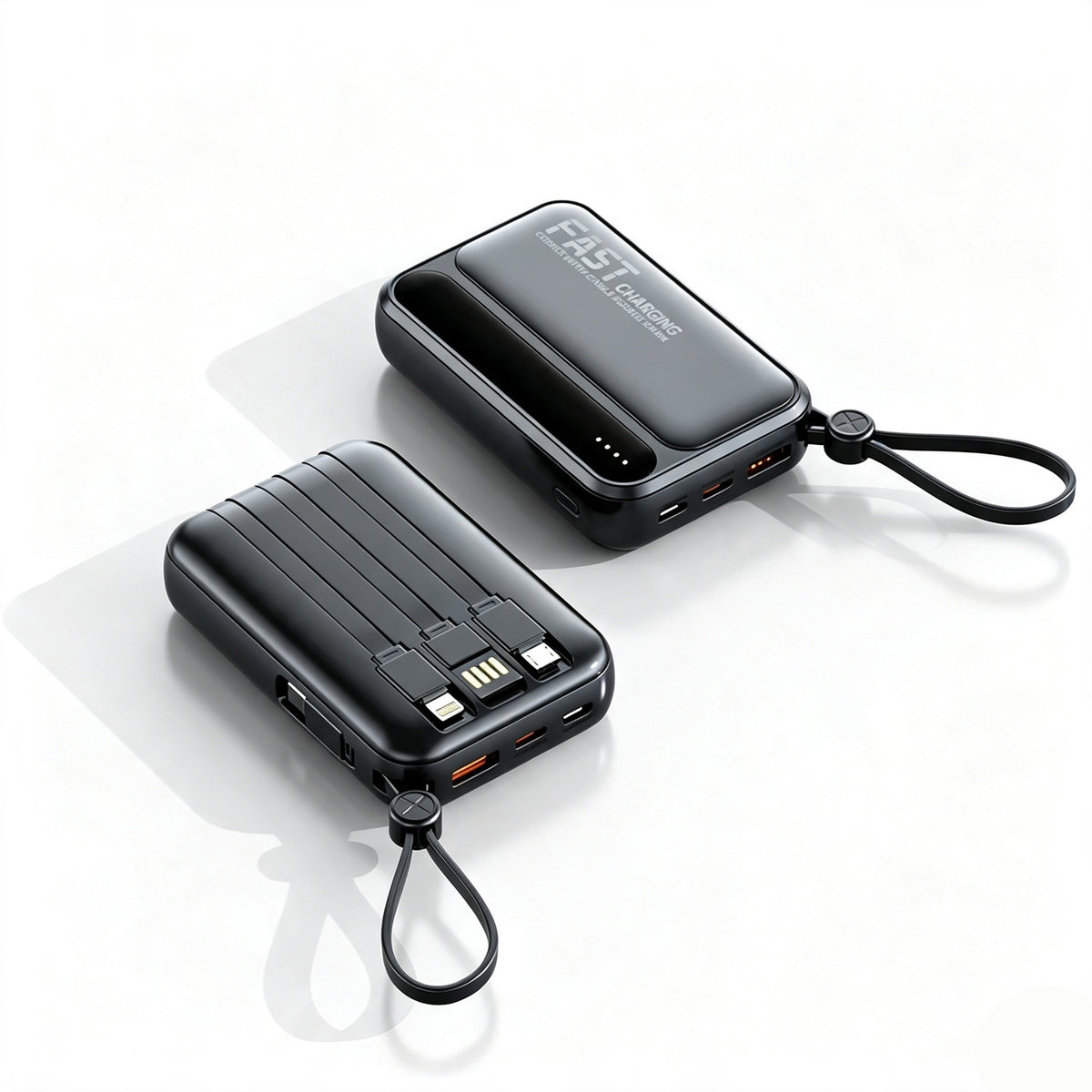 20000mAh Portable External Battery with 4 Integrated Cables for Fast Charging