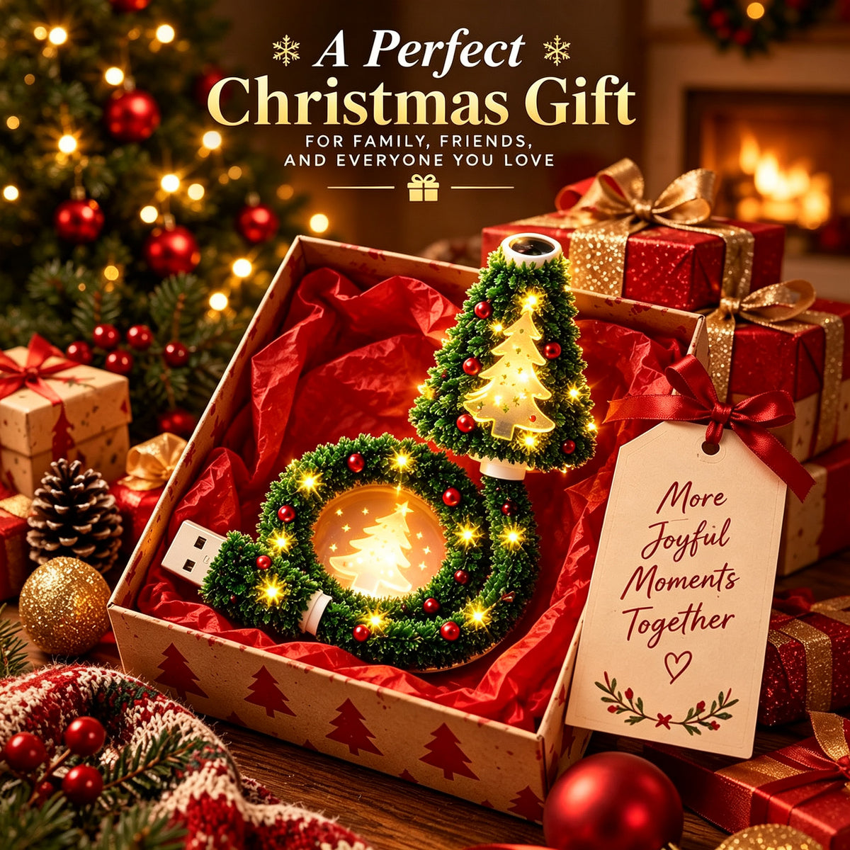 Plug and Play HD Christmas Projector, USB Powered Christmas Night Light with 6+ Holiday Patterns