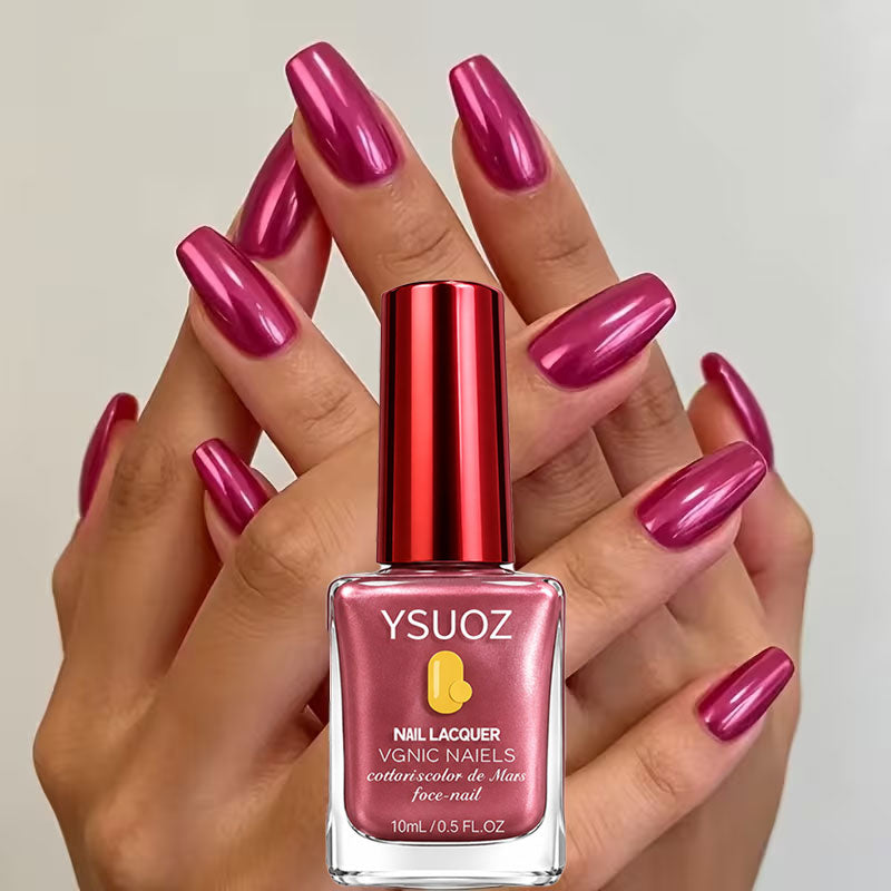 2Pcs Raspberry Rose Mirror-Finish Nail Strengthener – Natural & Quick-Drying