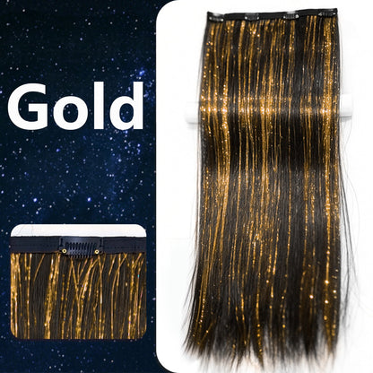 One-Piece Colored, Shimmering Lurex & Laser-Effect Highlight Hairpiece 3s Wear and Go for Party Daily Travel Birthday