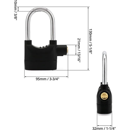 110 dB Alarm Hanging Padlock, Outdoor Stainless Steel Door Lock with Alarm and 3 Keys