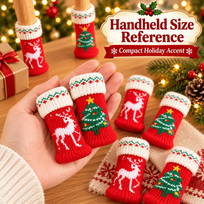 8Pcs Christmas Chair Leg Socks with Felt Pads, Floor Protectors