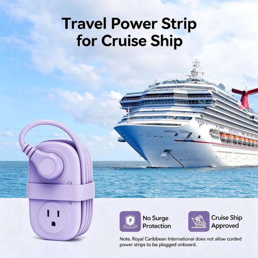 ORICO Purple Travel Power Strip with 4 AC Outlets 3 USB Ports