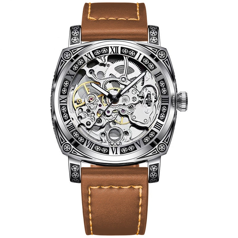 Men's Fully Automatic Mechanical Watch Hollow Wrist Watch for 50M Waterproof Sapphire Crystal