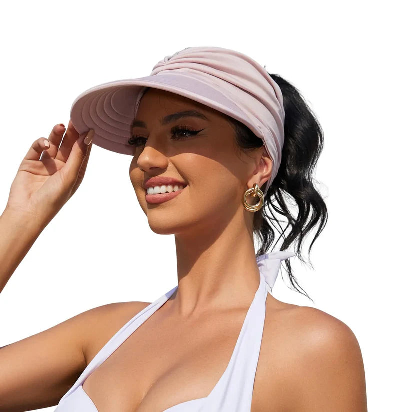 Wide Brim Visor Hats for Women-Lightweight Packable Ponytail Hat
