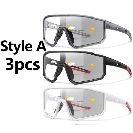 3 Packs Fashion Cycling Photochromic Sunglasses For Men Women
