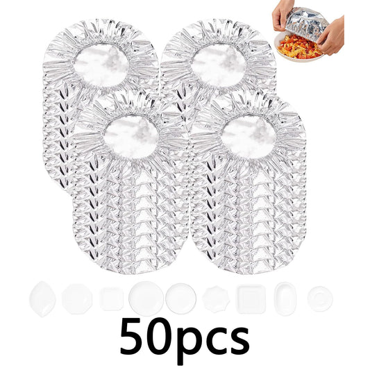 50 Pcs Reusable Aluminum Foil Food Covers Thermal Insulation