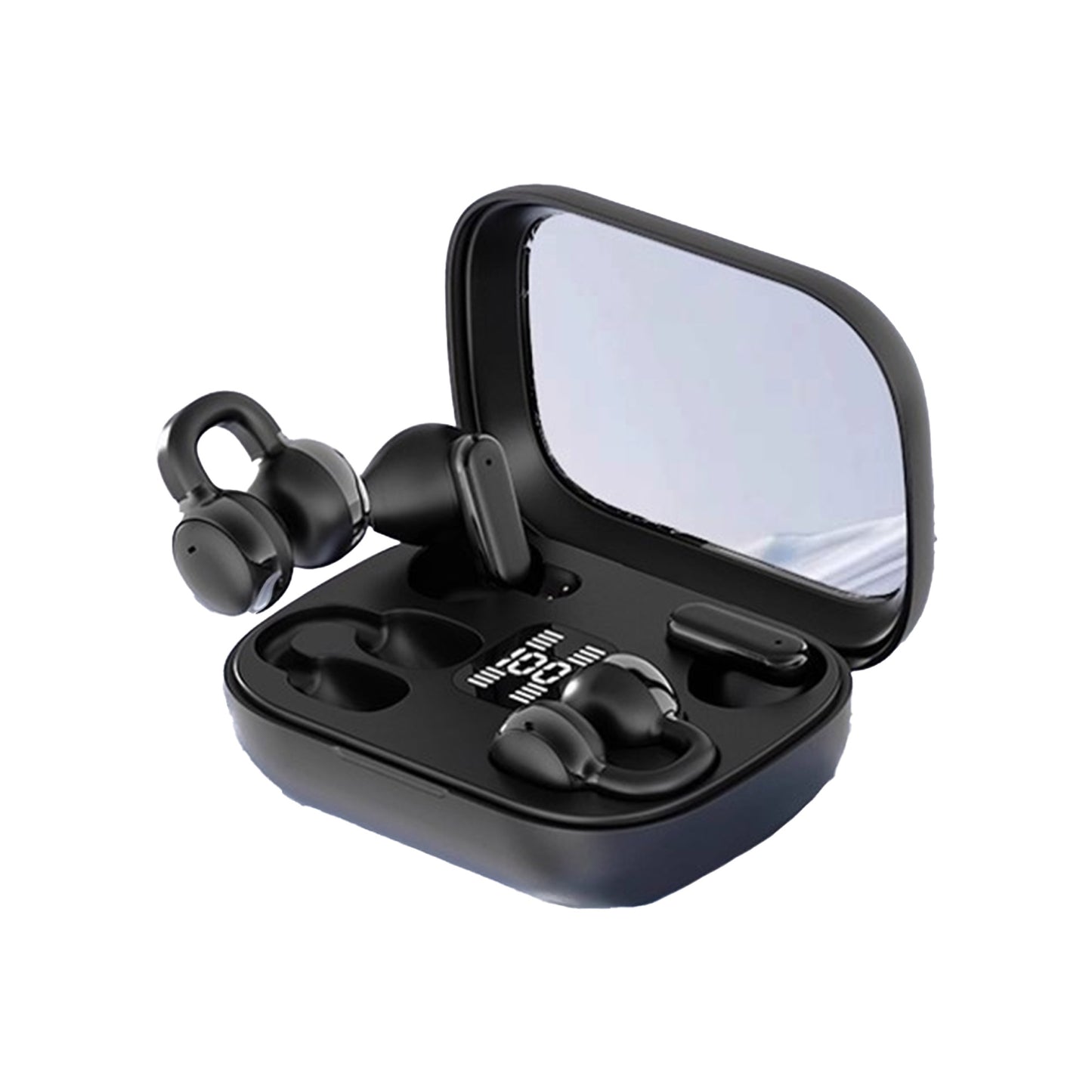 2-in-1 Ear Clip & Semi-In-Ear Wireless Headphones, 2026 Model with Digital Display Charging Case