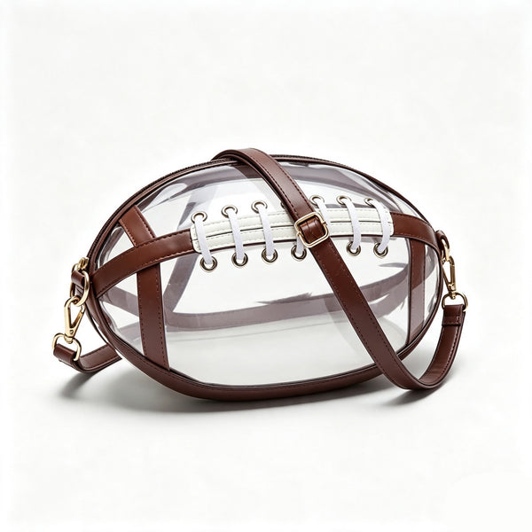 Personalized Crossbody Clear Stadium Bag | Adjustable Strap, Football Lace Accent