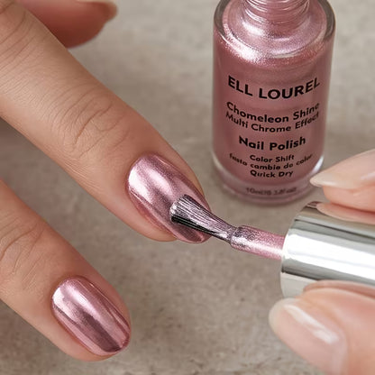 2Pcs Rose-pink Chrome Nail Polish; Quick-drying Formula; High-shine Mirror Finish