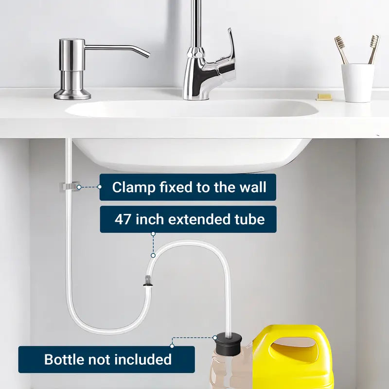 Sink Soap Dispenser Tube Kit, with 47" Tube Hose and Check Valve for Prevent Backflow